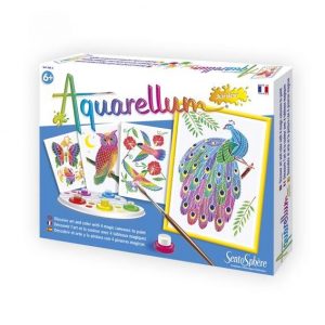Aquarellum Junior – Set De Pintura De Acuarela "En El Aire" Con 4 Láminas De Aviones, Cohete Y Dirigible, Técnica De Cera Invisible, Para Niños Desde 6 Años