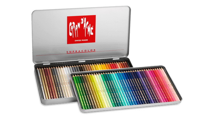 Boîte métal 80 crayons de couleurs aquarelle Artistes SUPRACOLOR® -  Pinceaux Aquarelle - Peinture Aquarelle
